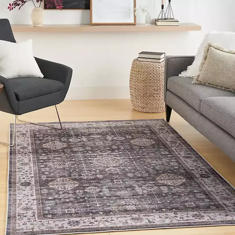 Area Rugs-Kirklands Home Fulton Charcoal Medallion Area Rug, 5x7 Gray