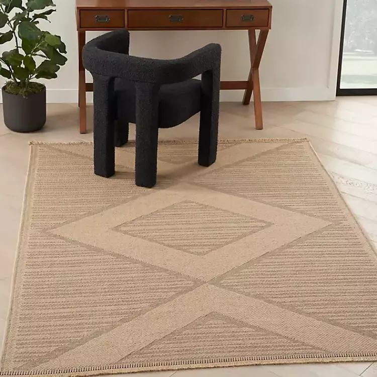 Area Rugs-Kirklands Home Natural Jute Woven Diamond Area Rug, 5x7