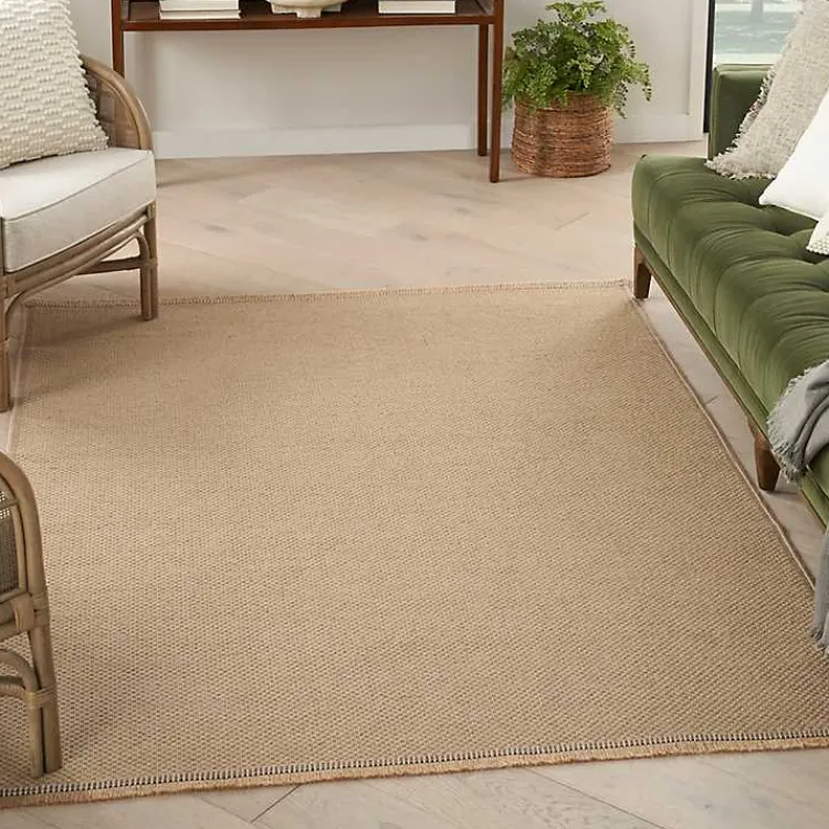 Area Rugs-Kirklands Home Natural Jute Solid Woven Area Rug, 3x5 Tan