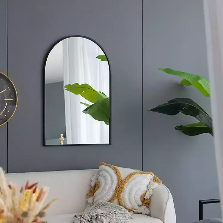 Decorative Mirrors-Kirklands Home Long Arched Wall Mirror Black