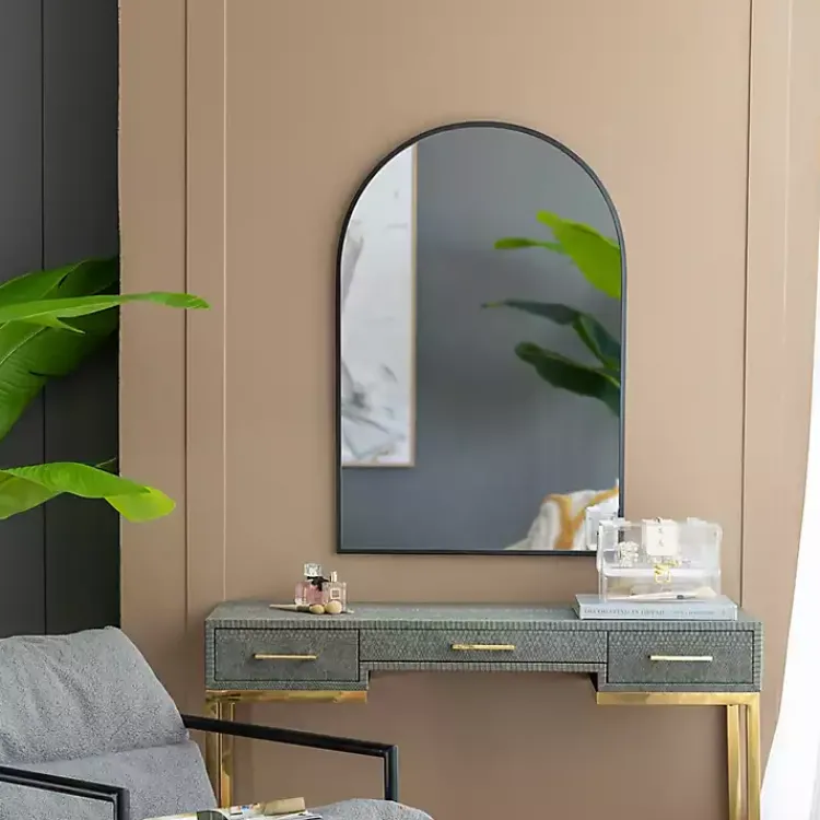 Decorative Mirrors-Kirklands Home Long Arched Wall Mirror Black