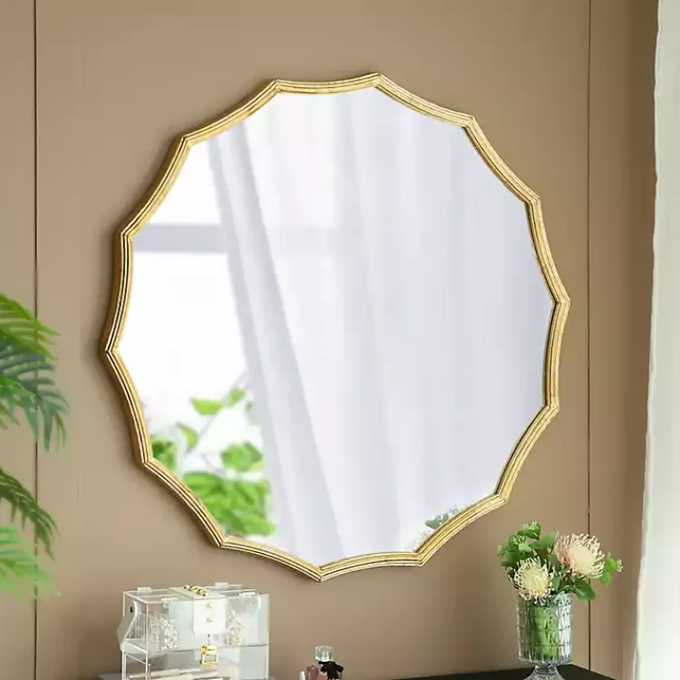 Decorative Mirrors-Kirklands Home Gold Curved Sunburst Wall Mirror