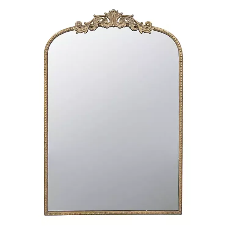 Decorative Mirrors-Kirklands Home Gold Studded Scroll Arched Mirror, 36 in.