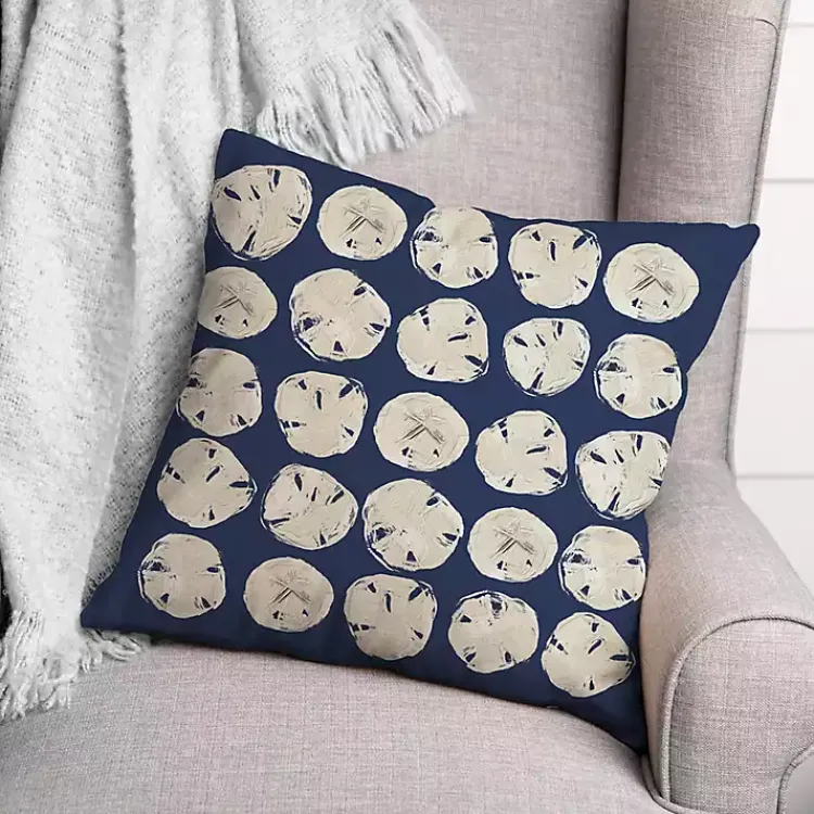 Outdoor Cushions & Pillows-Kirklands Home Navy Sand Dollar Outdoor Throw Pillow