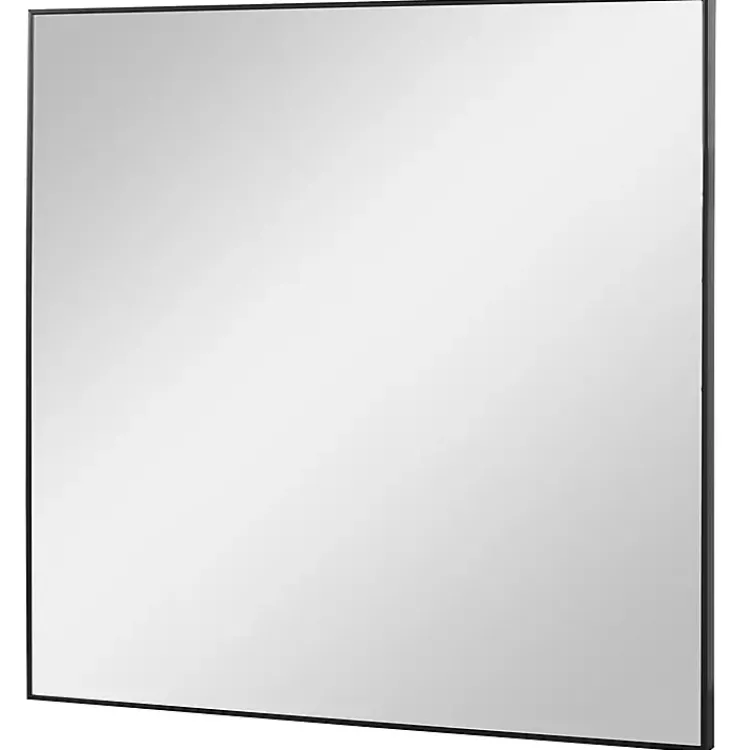 Decorative Mirrors-Kirklands Home Matte Metal Square Framed Mirror Black