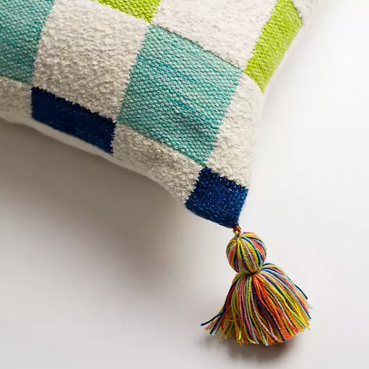 Outdoor Cushions & Pillows-Kirklands Home Rainbow Checkered Outdoor Pillow Multi