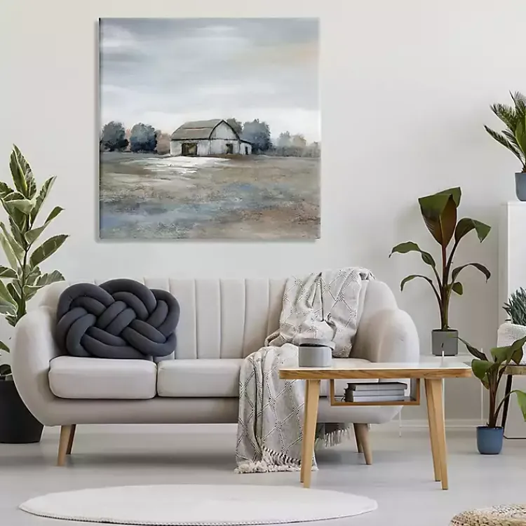 Canvas Art-Kirklands Home Countryside Barn Canvas Art Print, 36x36 in. Gray