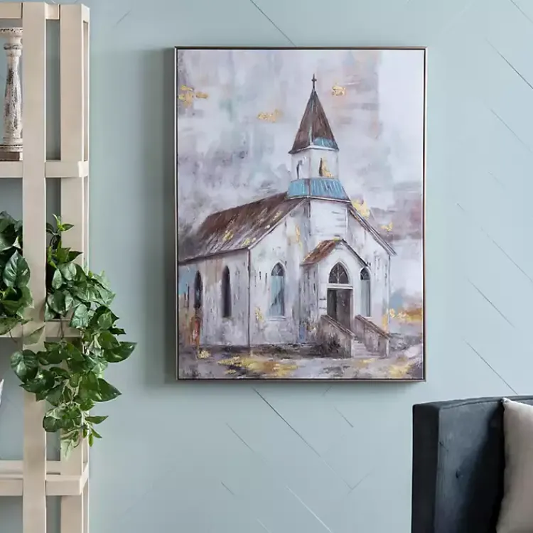 Canvas Art-Kirklands Home Gold Foil Steeple Framed Canvas Art Print