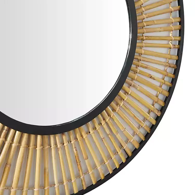Decorative Mirrors-Kirklands Home Natural Round Slatted Frame Wall Mirror