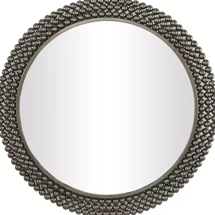 Decorative Mirrors-Kirklands Home Metal Tiered Bead Frame Wall Mirror Black