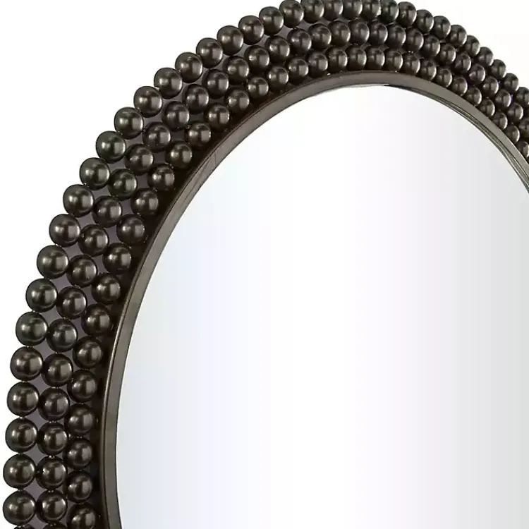 Decorative Mirrors-Kirklands Home Metal Tiered Bead Frame Wall Mirror Black