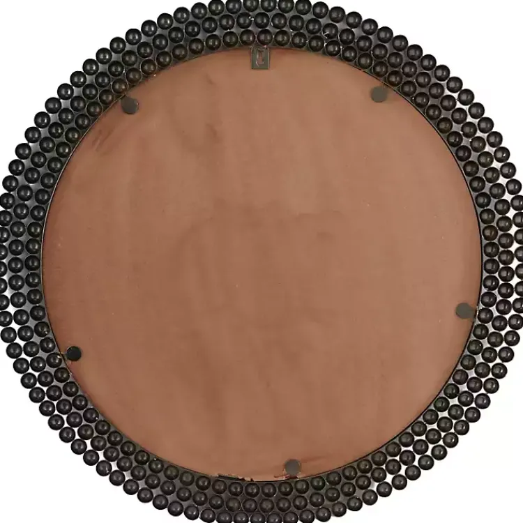 Decorative Mirrors-Kirklands Home Metal Tiered Bead Frame Wall Mirror Black