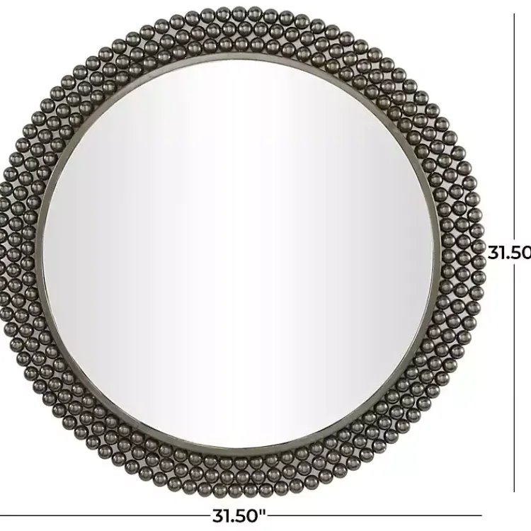 Decorative Mirrors-Kirklands Home Metal Tiered Bead Frame Wall Mirror Black