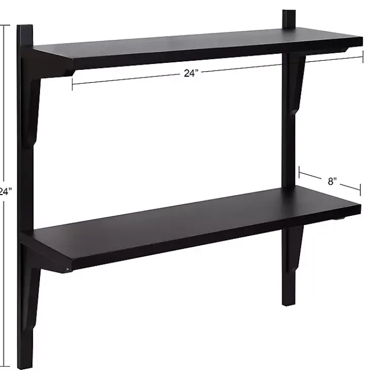 Shelves-Kirklands Home Traditional Two-Tiered Wall Shelf Black