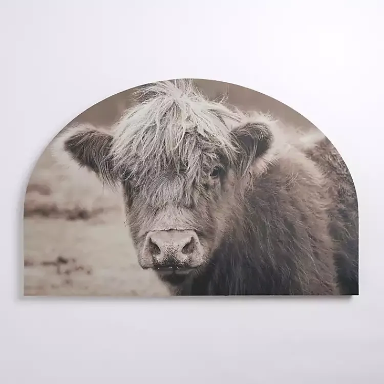 Canvas Art-Kirklands Home Highland Cow Arched Canvas Art Print Brown