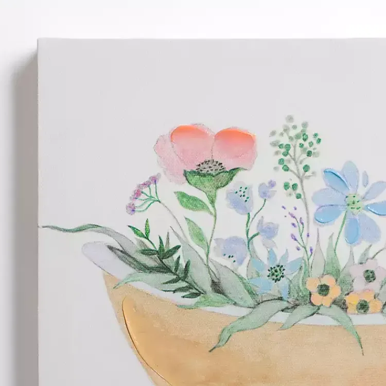 Canvas Art-Kirklands Home Floral Tan Bathtub Canvas Art Prints, Set of 2