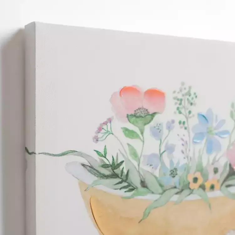 Canvas Art-Kirklands Home Floral Tan Bathtub Canvas Art Prints, Set of 2