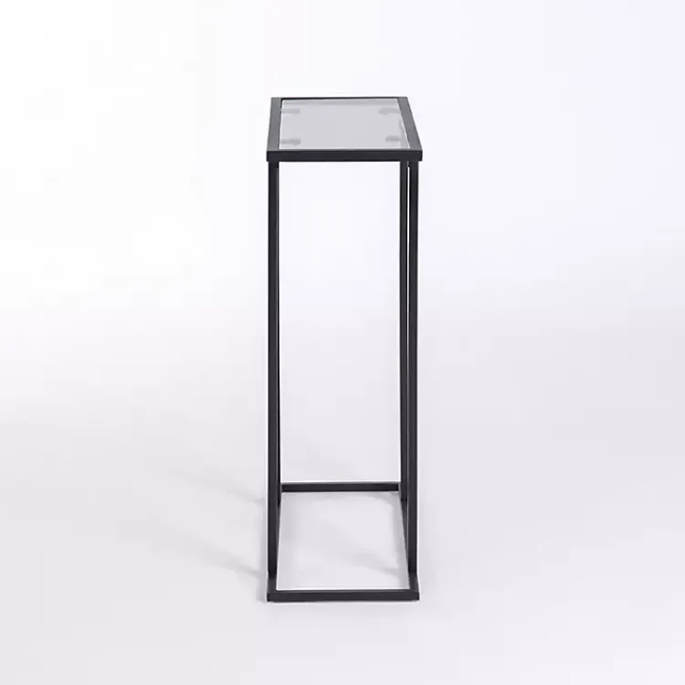 Accent & End Tables-Kirklands Home Metal and Glass Rectangular Accent Table Black