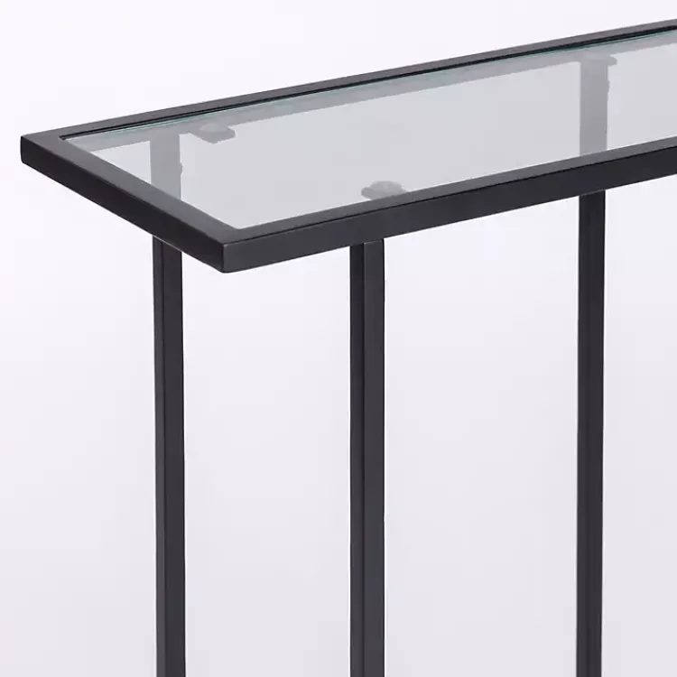 Accent & End Tables-Kirklands Home Metal and Glass Rectangular Accent Table Black