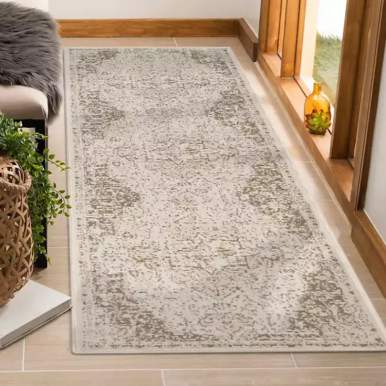 Area Rugs-Kirklands Home Cream Medallion Runner Ivory