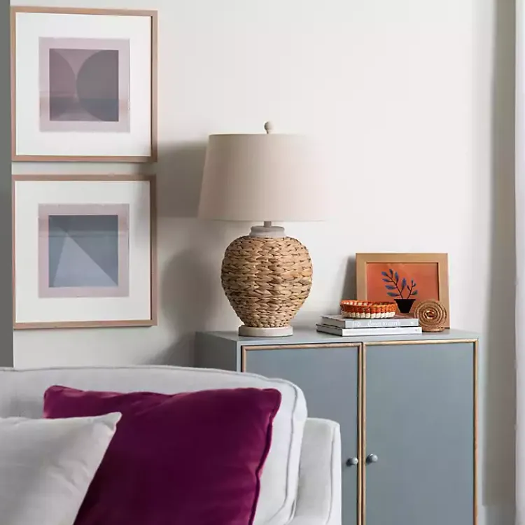 Table Lamps-Kirklands Home Natural Seagrass Woven Table Lamp Ivory