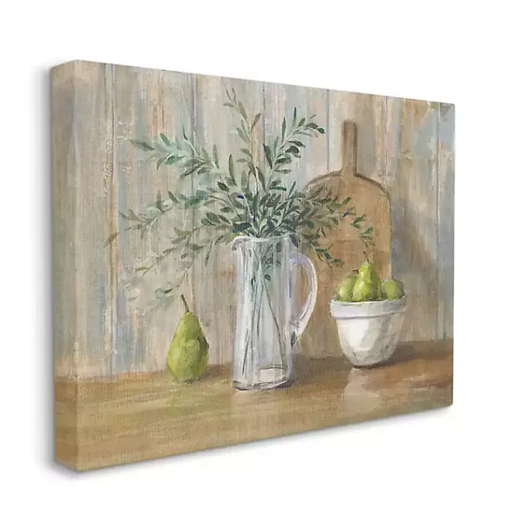 Canvas Art-Kirklands Home Pears and Greenery Still Life Canvas Art Print