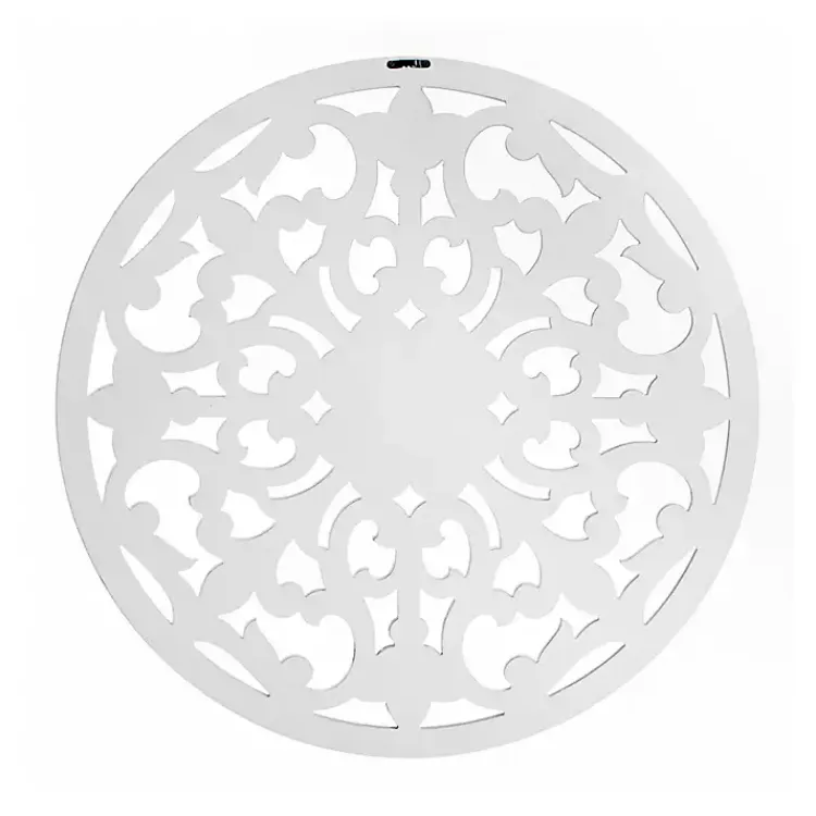 Wall Plaques-Kirklands Home Round Medallion Wood Plaque White