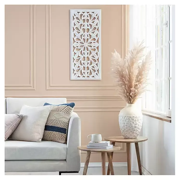 Wall Plaques-Kirklands Home Wood Medallion August Wall Plaque White