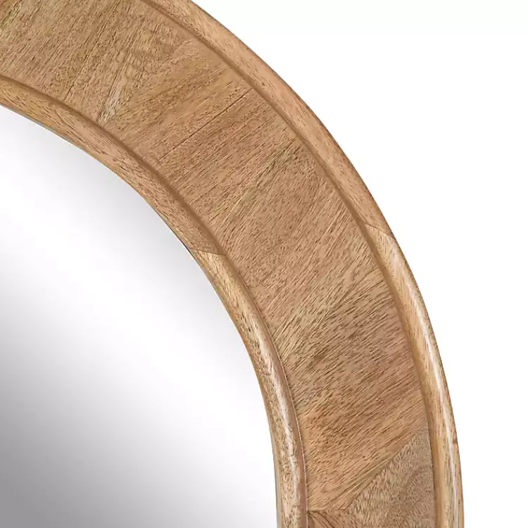 Decorative Mirrors-Kirklands Home Natural Woodgrain Round Wall Mirror Brown