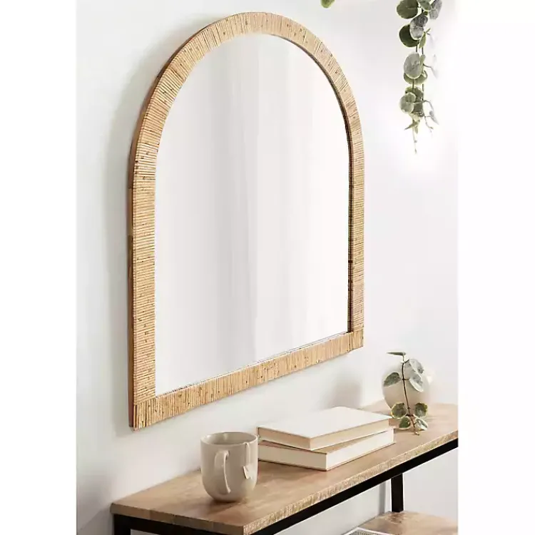 Decorative Mirrors-Kirklands Home Natural Rattan Arch Wall Mirror