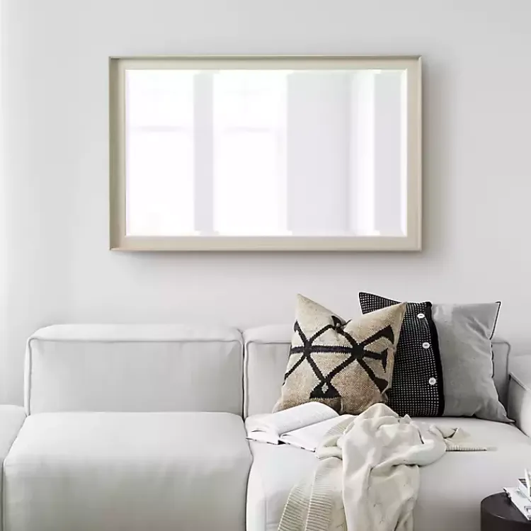 Decorative Mirrors-Kirklands Home Neutral Linen Beveled Wall Mirror