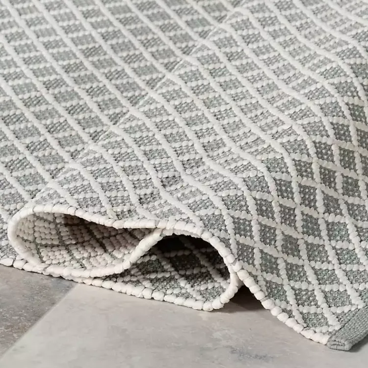 Outdoor Rugs-Kirklands Home Blue & White Trellis Indoor/Outdoor Runner, 3x8