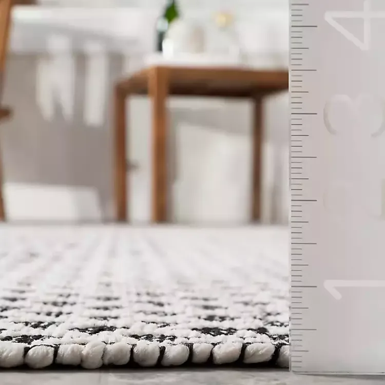 Outdoor Rugs-Kirklands Home Black & White Trellis Indoor/Outdoor Runner, 3x8
