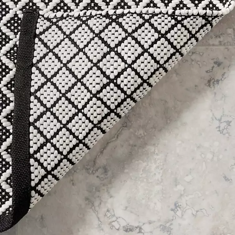 Outdoor Rugs-Kirklands Home Black & White Trellis Indoor/Outdoor Runner, 3x8