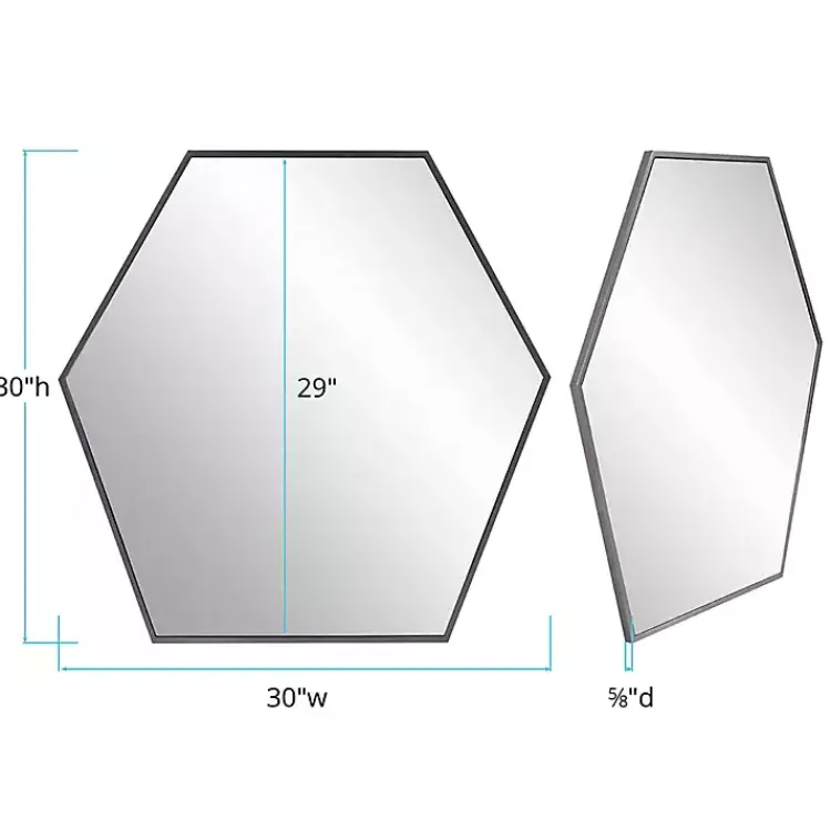 Decorative Mirrors-Kirklands Home Graphite Metal Hexagonal Mirror