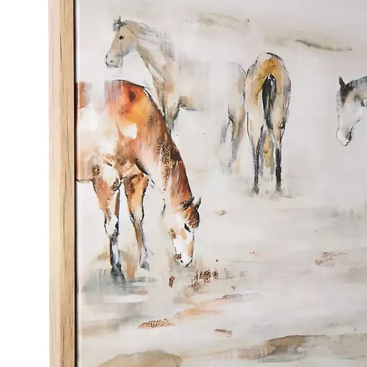 Canvas Art-Kirklands Home Gold Foil Wild Horses Framed Canvas Art Print