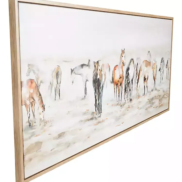 Canvas Art-Kirklands Home Gold Foil Wild Horses Framed Canvas Art Print