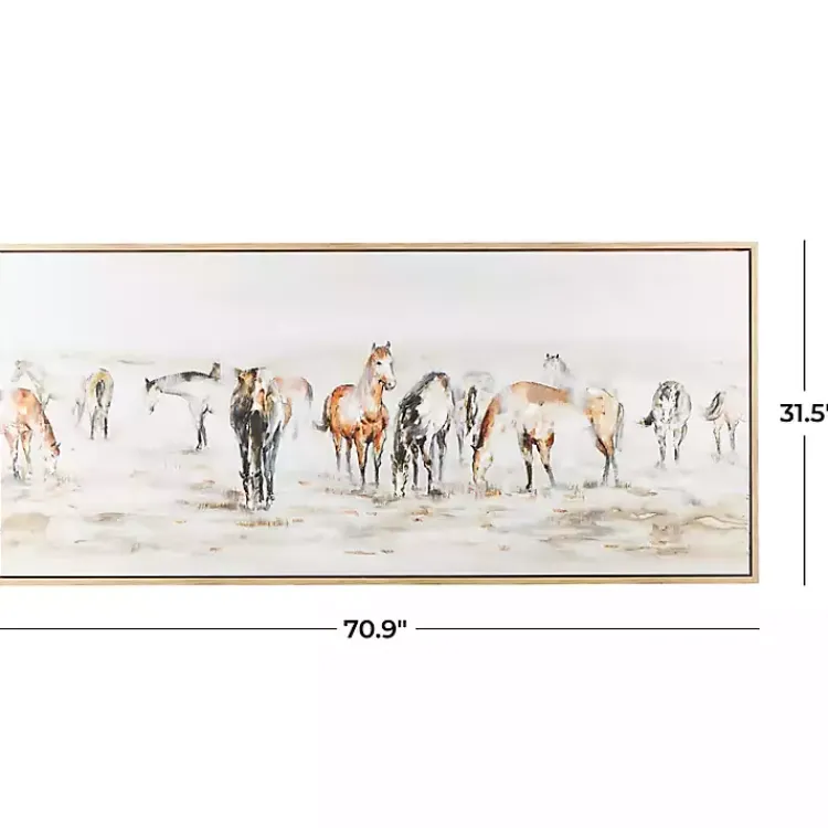 Canvas Art-Kirklands Home Gold Foil Wild Horses Framed Canvas Art Print