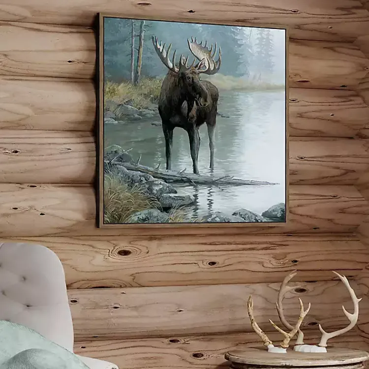 Canvas Art-Kirklands Home Quiet Water Moose Framed Canvas Art Print