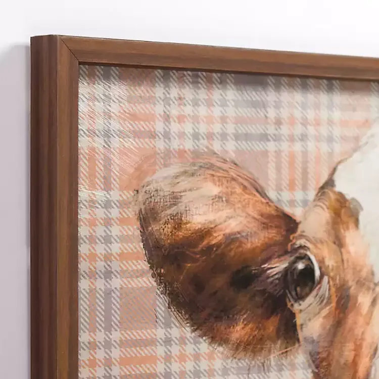 Framed Art-Kirklands Home Plaid Cow Close-Up Framed Art Print