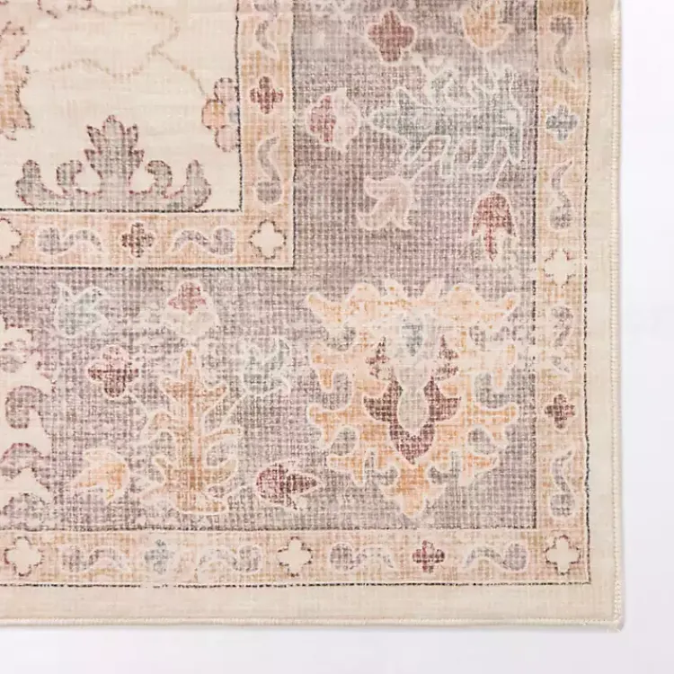 Area Rugs-Kirklands Home Kira Traditional Washable Area Rug, 5x8 Ivory