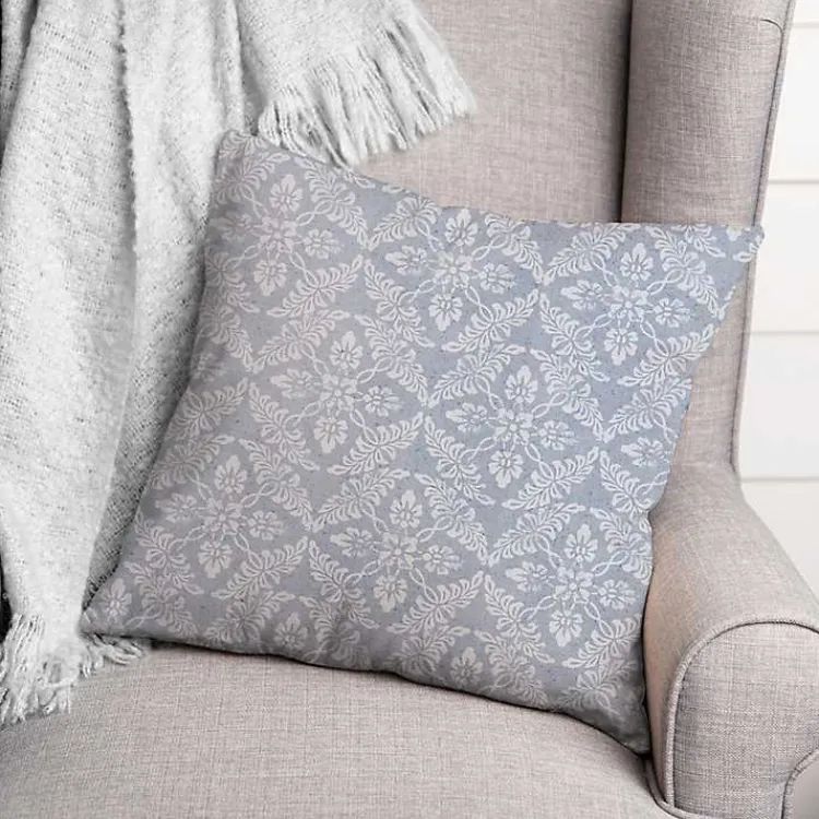 Outdoor Cushions & Pillows-Kirklands Home Light Blue Floral Indoor/Outdoor Pillow