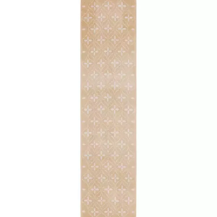 Outdoor Rugs-Kirklands Home Beige & Ivory Quatrefoil Indoor/Outdoor Runner