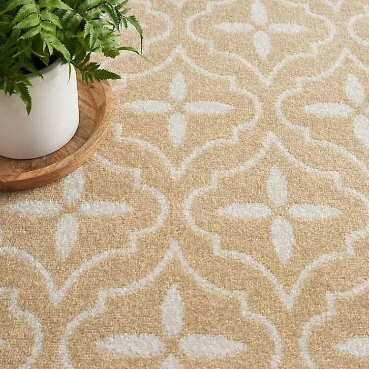 Outdoor Rugs-Kirklands Home Beige & Ivory Quatrefoil Indoor/Outdoor Rug, 8x10