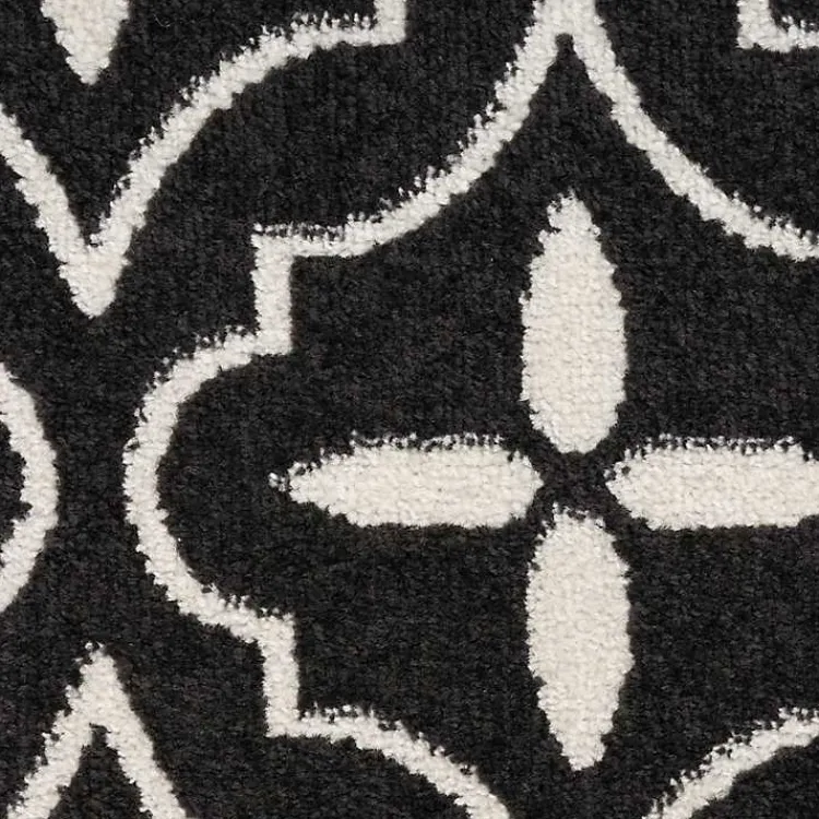Outdoor Rugs-Kirklands Home Black & Ivory Quatrefoil Indoor/Outdoor Rug, 5x7