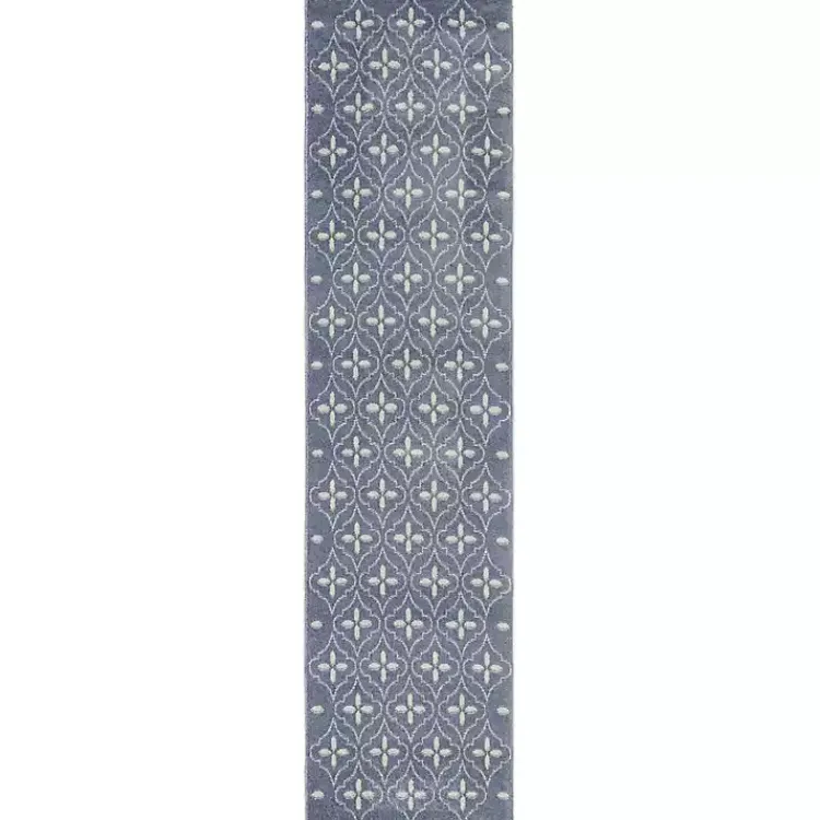 Outdoor Rugs-Kirklands Home Blue & Ivory Quatrefoil Indoor/Outdoor Runner