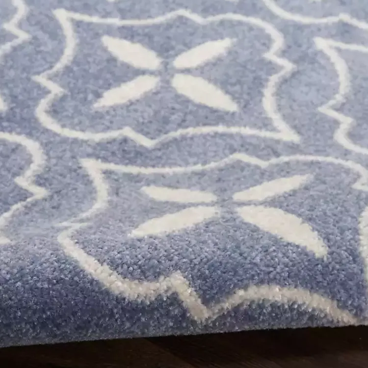 Outdoor Rugs-Kirklands Home Blue & Ivory Quatrefoil Indoor/Outdoor Runner
