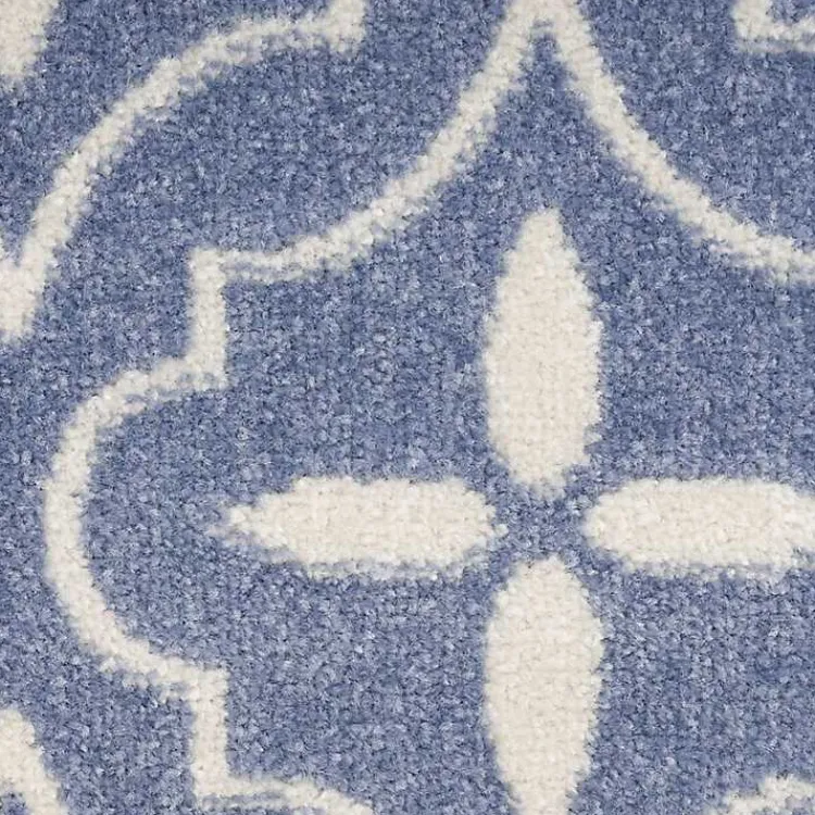 Outdoor Rugs-Kirklands Home Blue & Ivory Quatrefoil Indoor/Outdoor Runner