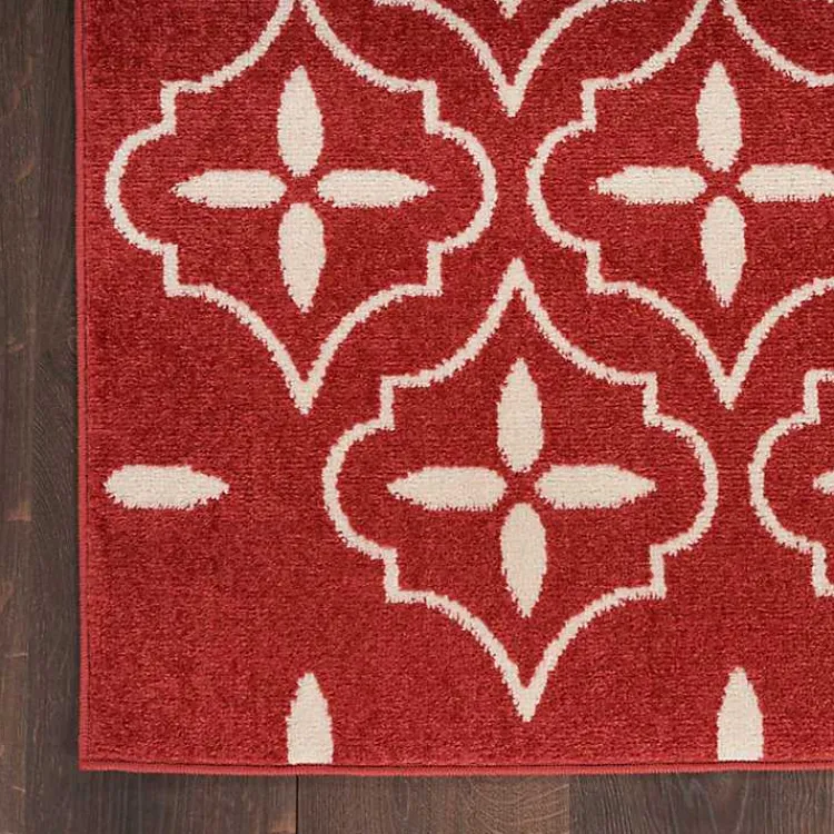 Outdoor Rugs-Kirklands Home Brick & Ivory Quatrefoil Indoor/Outdoor Rug, 8x10