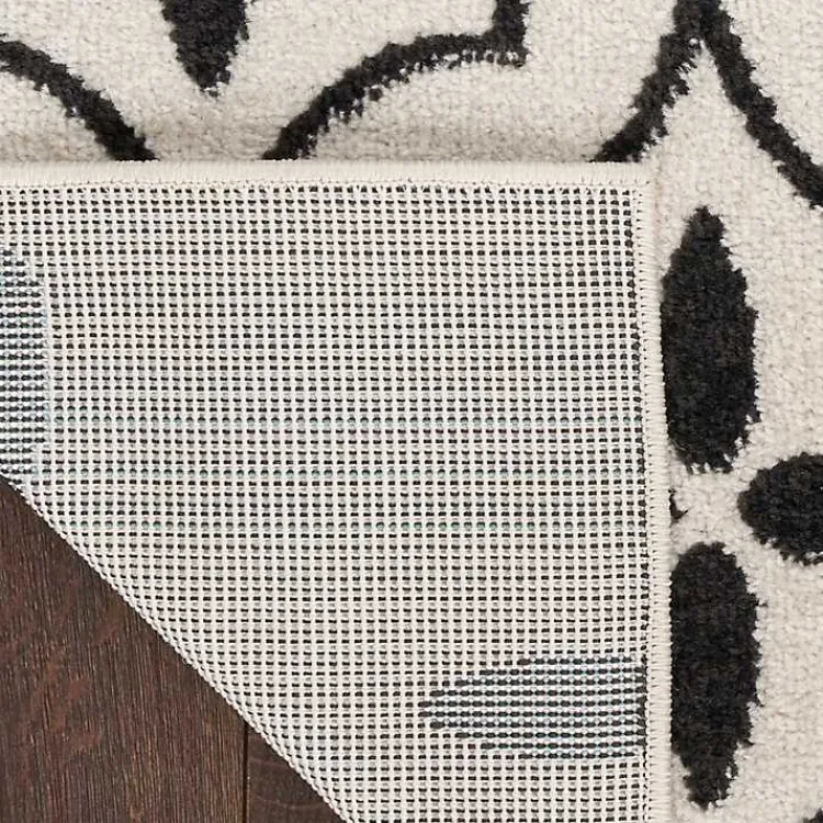 Outdoor Rugs-Kirklands Home Ivory & Black Quatrefoil Indoor/Outdoor Runner